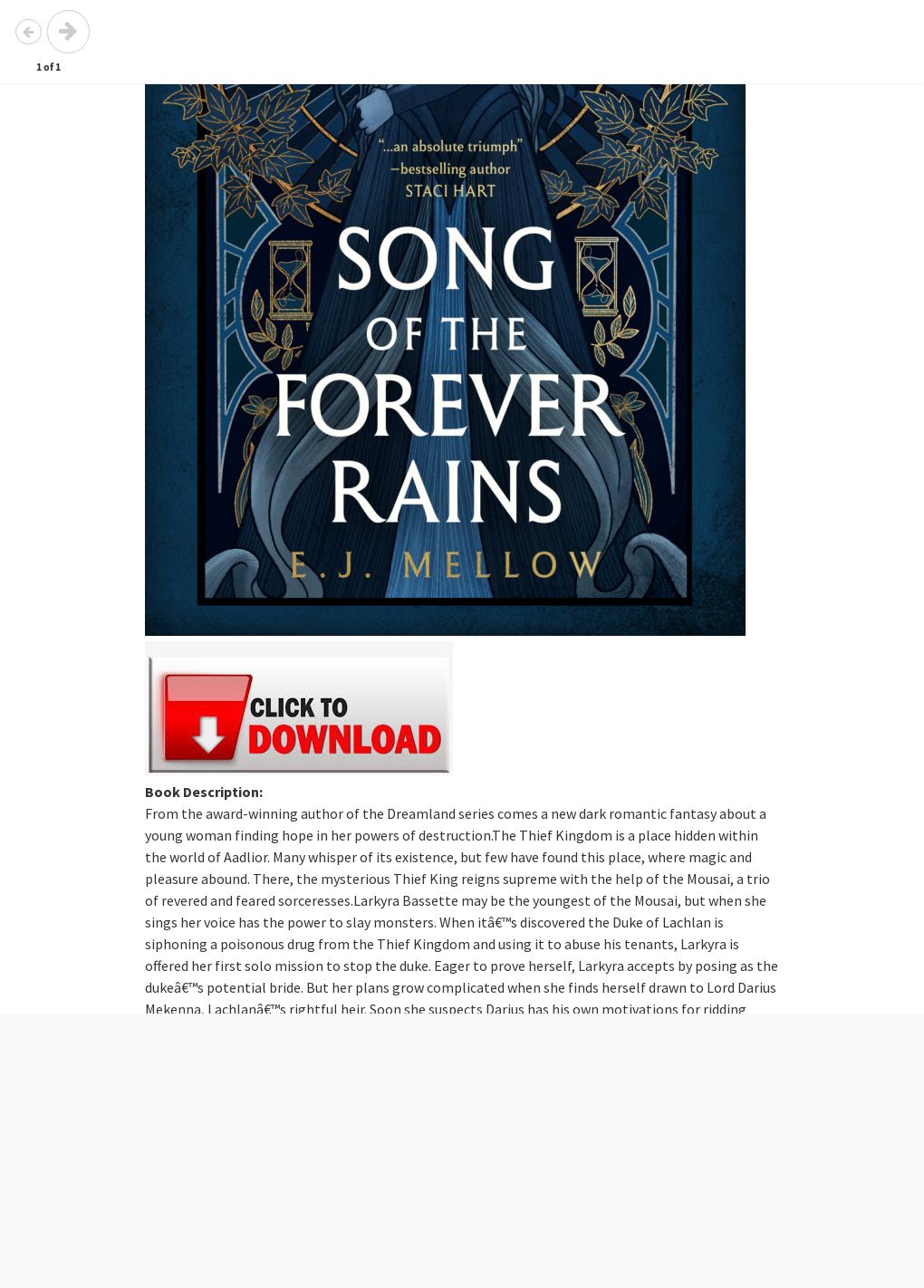 song of the forever rains series