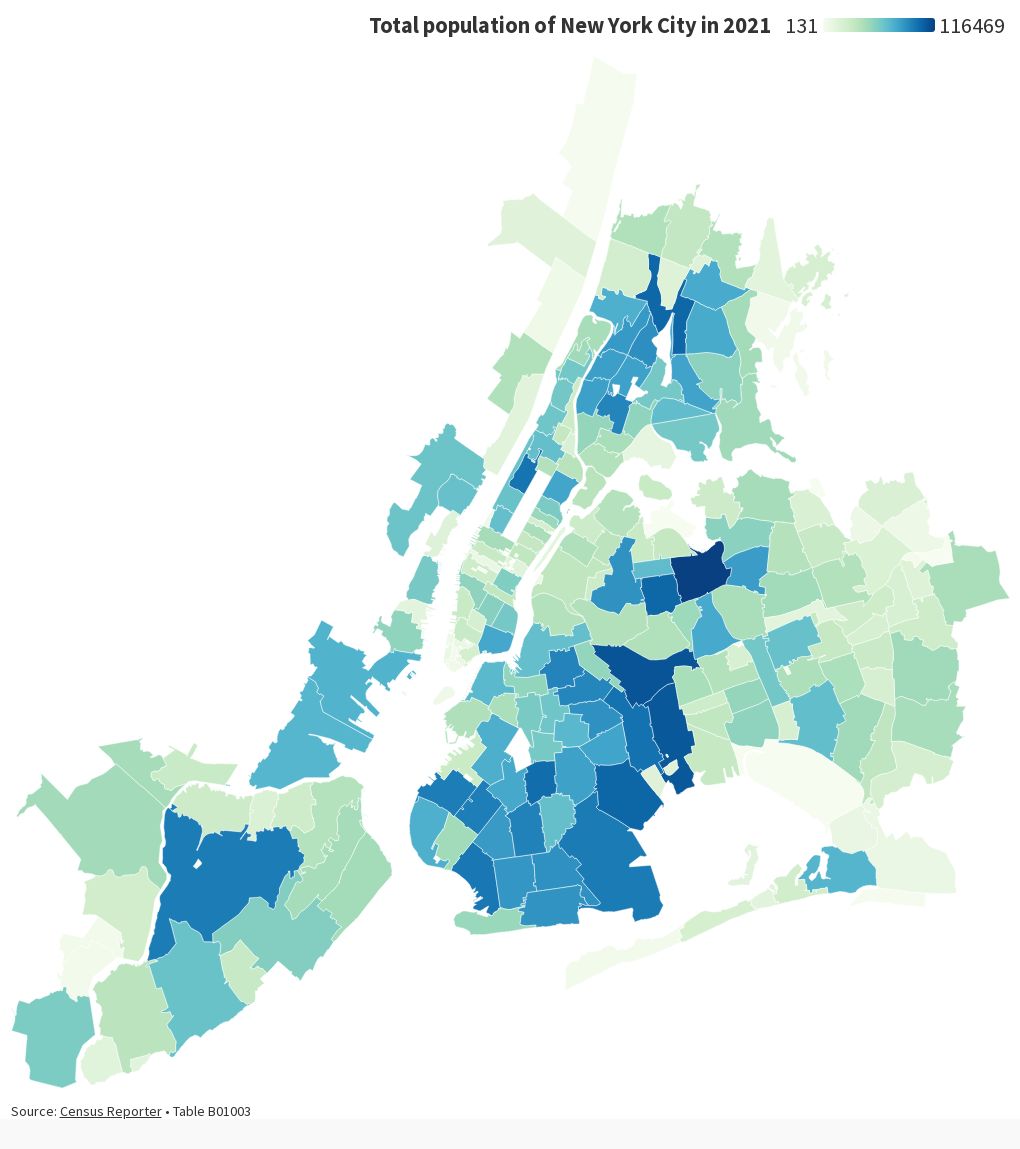 Total population of New York City in 2021 Flourish