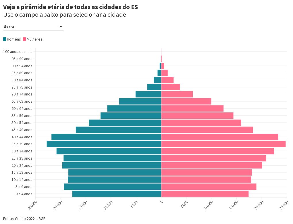 Pirâmide etária cidades do ES | Flourish