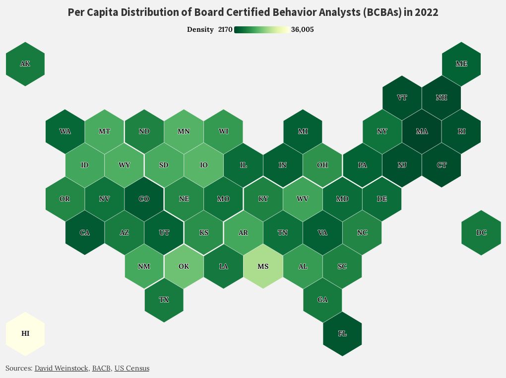 Per Capita Distribution Of Board Certified Behavior Analysts (BCBAs) In ...