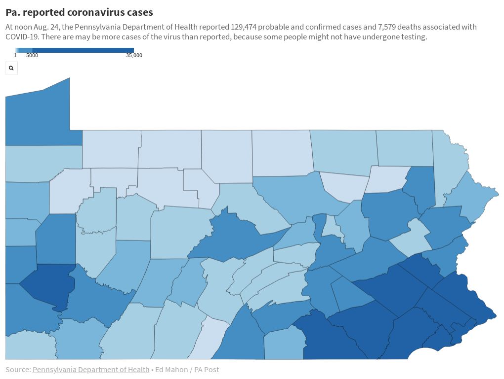 Pennsylvania coronavirus cases by county | Flourish