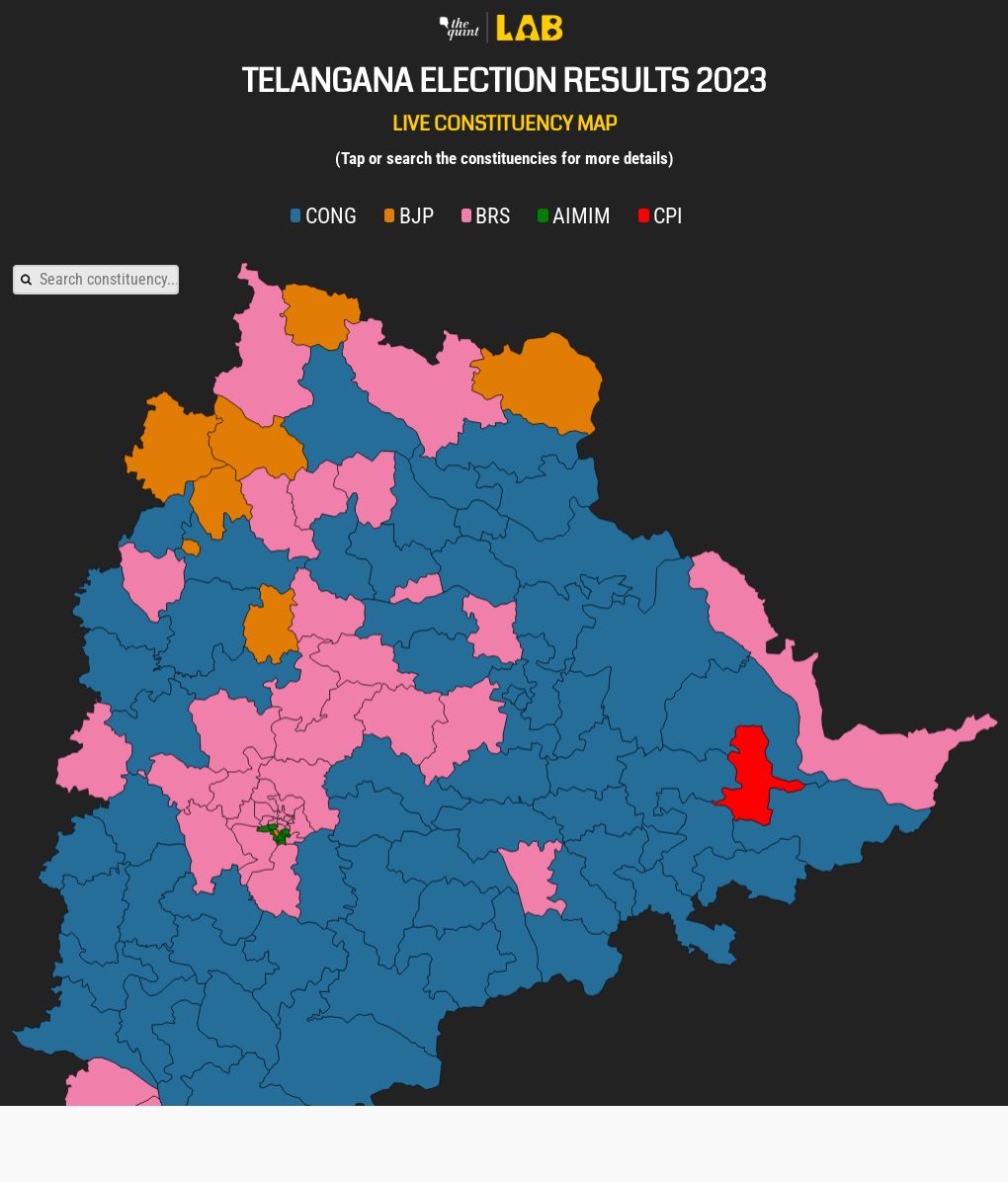 Telangana Election Results 2023 Live Map The Quint Flourish