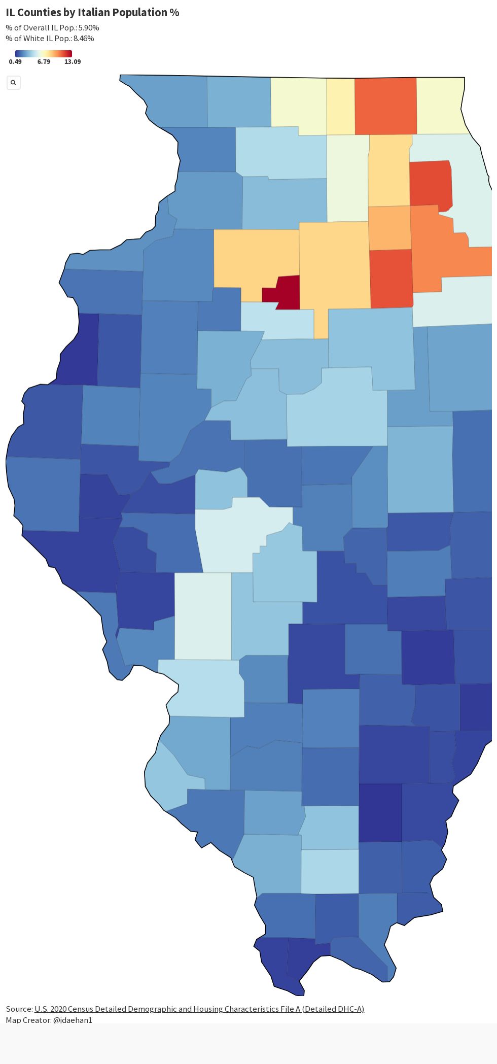 IL Counties by Italian Population % | Flourish