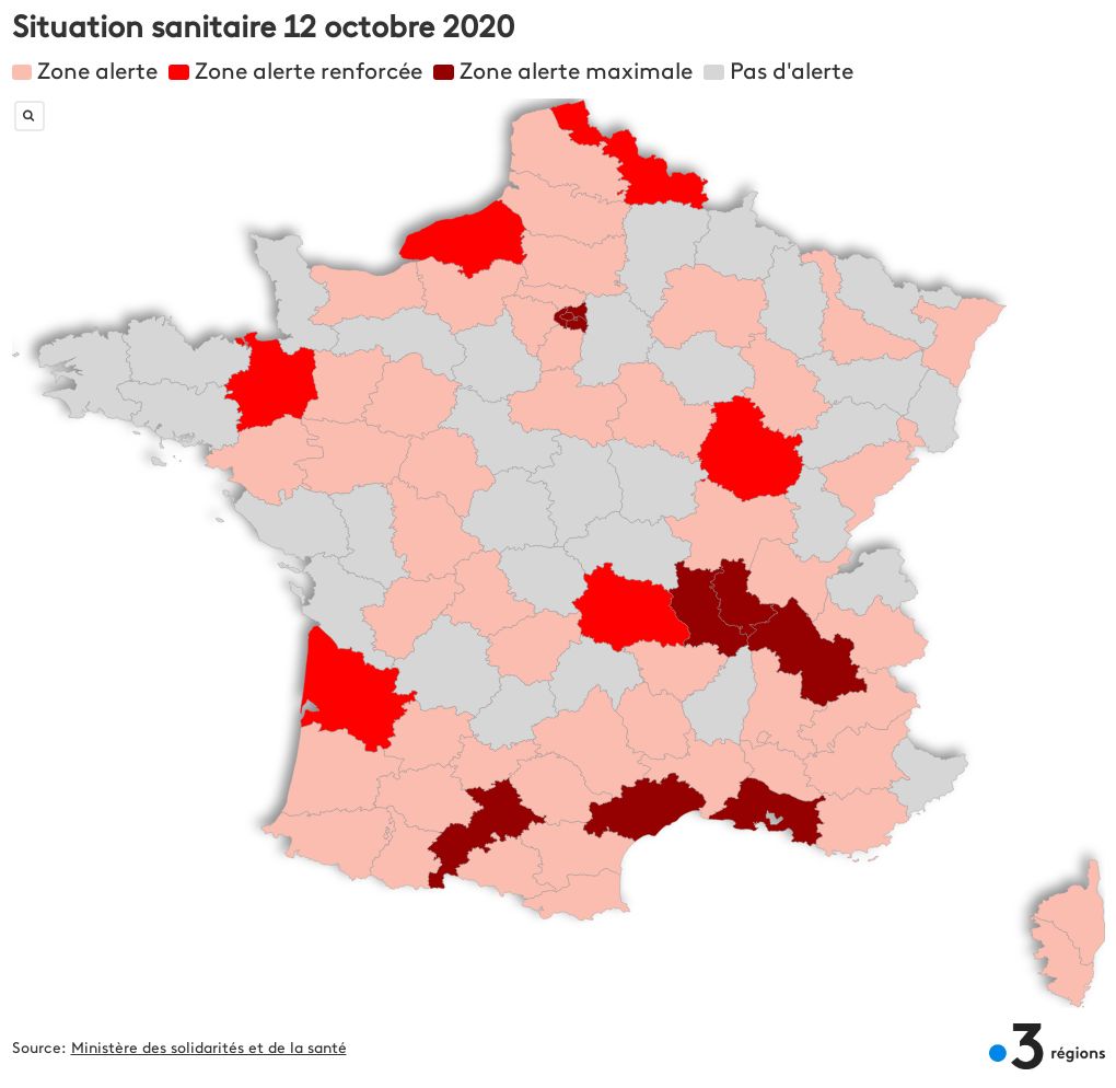 Covid19 situation sanitaire en France 12/10/20 Flourish