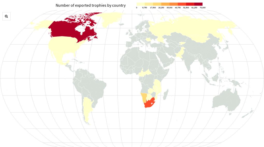 Trophy hunting - Top trophy hunting exporting nations 2004 - 2014