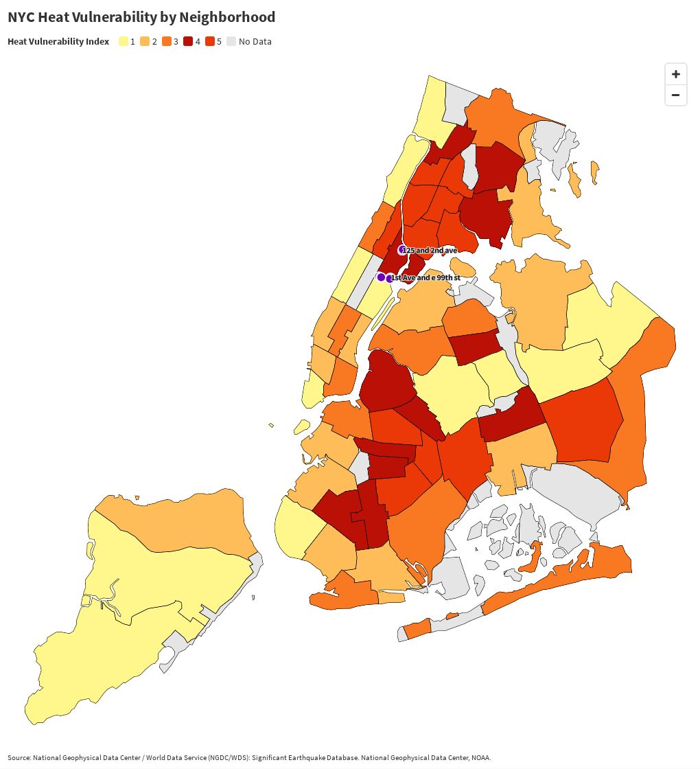 Heat Vulnerability Map - NYC | Flourish