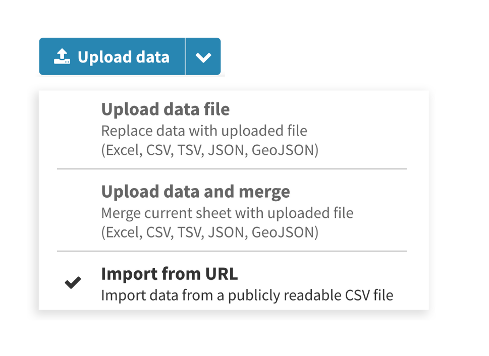 The Upload data file Flourish button which can be found in the Data tab