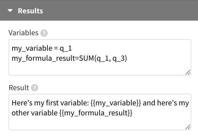 Result settings