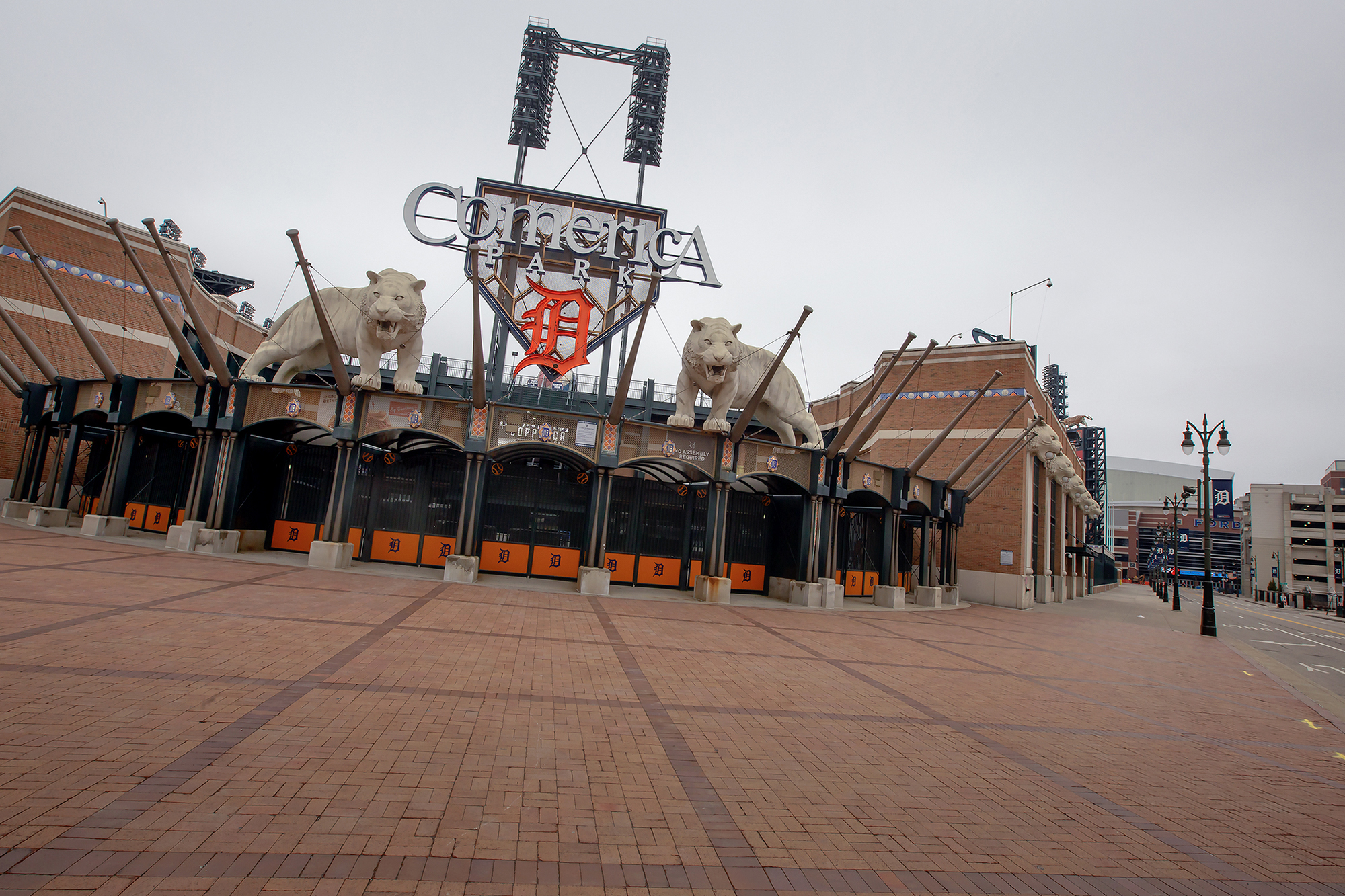 Detroit Tigers Tiger statue outside of Comerica Park Detroit Michigan by  Gordon Dean II