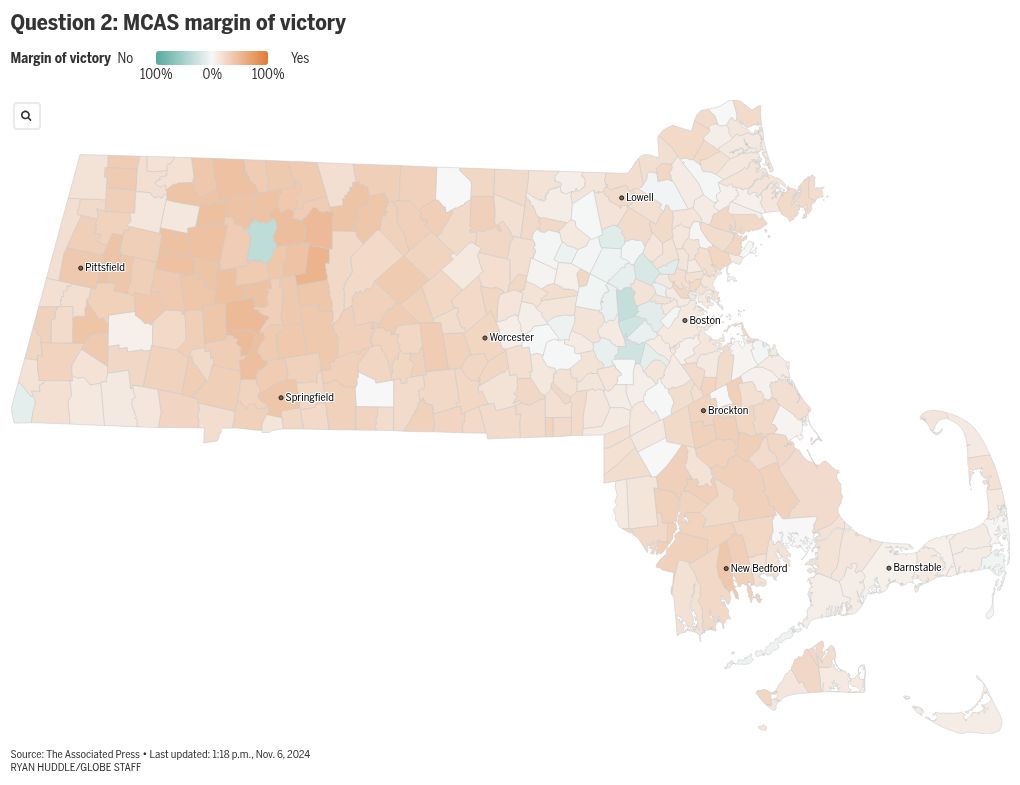 MCAS results 2024 How Massachusetts towns voted on Question 2