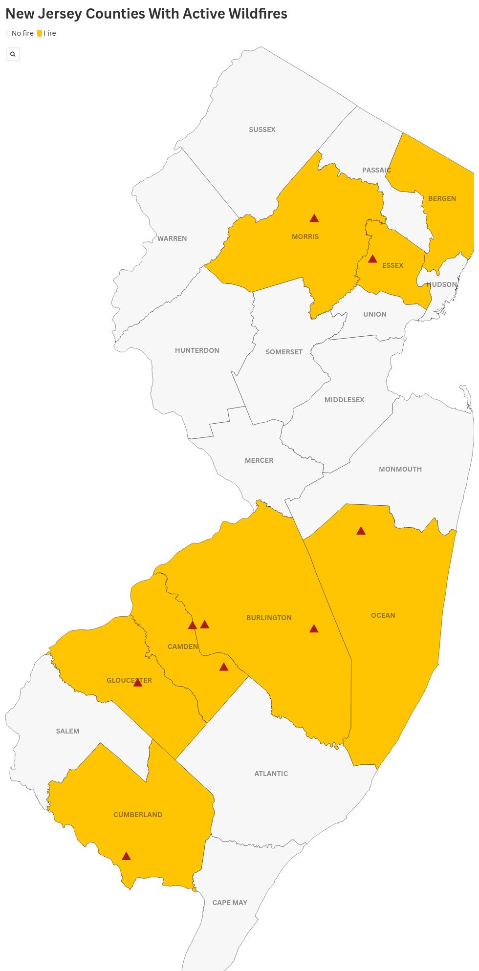 New Jersey Wildfire Map as New York City Warned of Fires - Newsweek